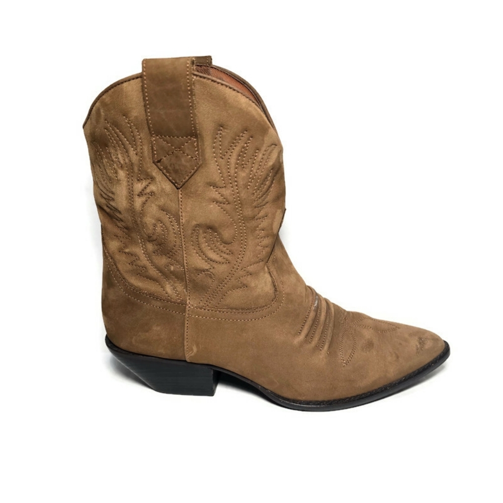 SABREE Laurie Women's Tan Western Ankle Cowboy Boots Leather Brazil - Picture 5 of 12